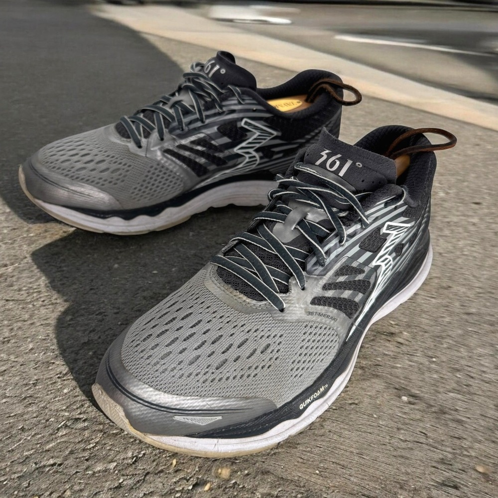 361 Degrees Meraki Running Shoes Mens‎ Size 8.5 Grey Black Quikfoam Athletic